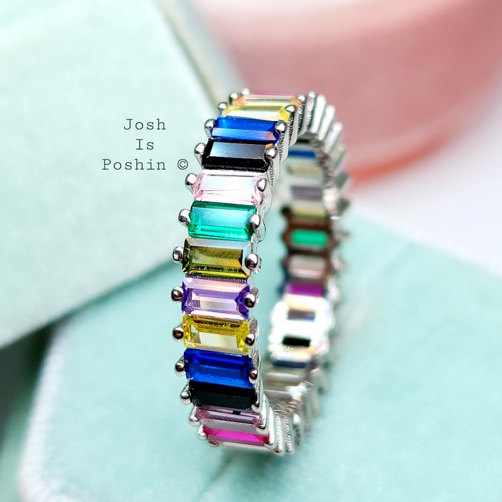 4.2CT Rainbow eternity band in sterling silver